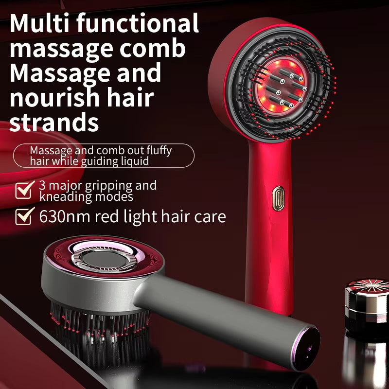 EMS Electric Massage Comb Vibration Red Light Therapy Hair Growth Massage Scalp Brush anti Hair Loss Liquid Oil Applicator