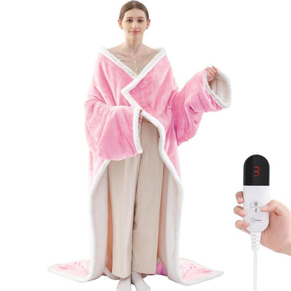 【New Arrival Deal】Wearable Heating Electric Blanket 52”×72“, Soft Faux Fur & Cozy Sherpa Electric Heated Blanket with Foot Pockets and Sleeves, 7 Heat Levels & 4H Auto Off, Perfect Present for Winter, Thanksgiving, Christmas, New Year Gift